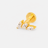 Crystal Leaf Trio Labret guldfarvet