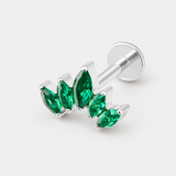 Emerald Spike Curve Labret sølvfarvet