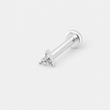 Crystal Trio Push-in 2,5 mm Labret sølvfarvet