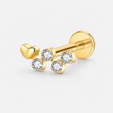 Crystal Branch Heart Labret guldfarvet