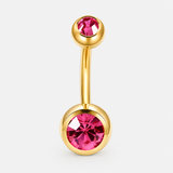 Clarisse Bezel Pink CZ 5/8 mm Navlepiercing guldfarvet