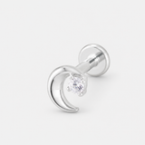 Crystal Moon Labret sølvfarvet