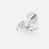 Crystal Leaf Trio Labret sølvfarvet