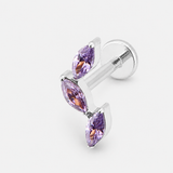 Amethyst Trio Leaf Labret sølvfarvet