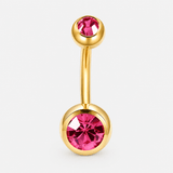 Clarisse Bezel Pink CZ 5/8 mm navelpiercing goudkleurig