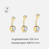 Classic Double CZ 5/8 mm Navlepiercing guldfarvet