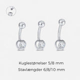 Classic Double CZ 5/8 mm Navlepiercing sølvfarvet