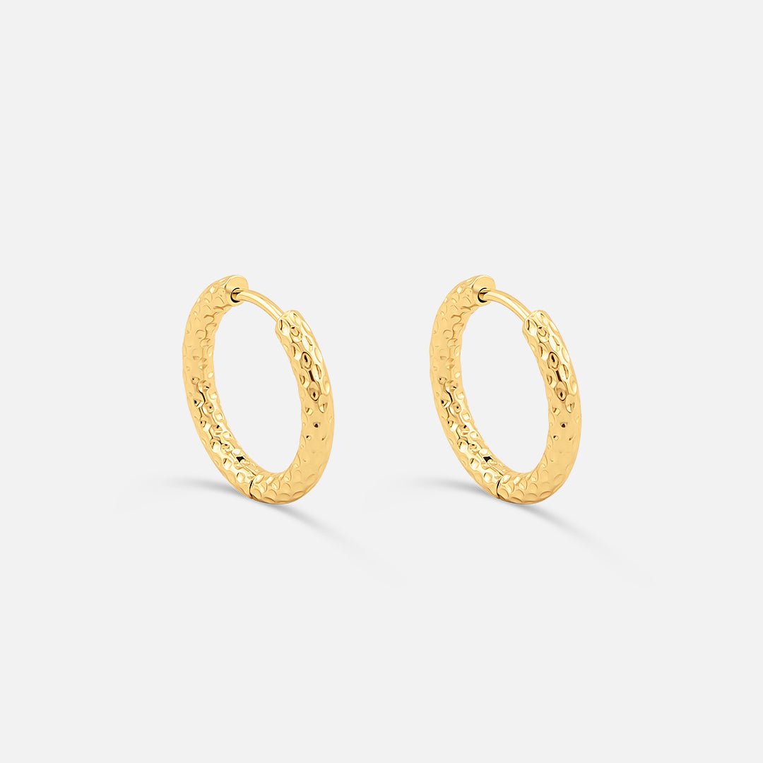 Classic Hamret Hoops 18K Guldbelagt 14 mm - BY CARA