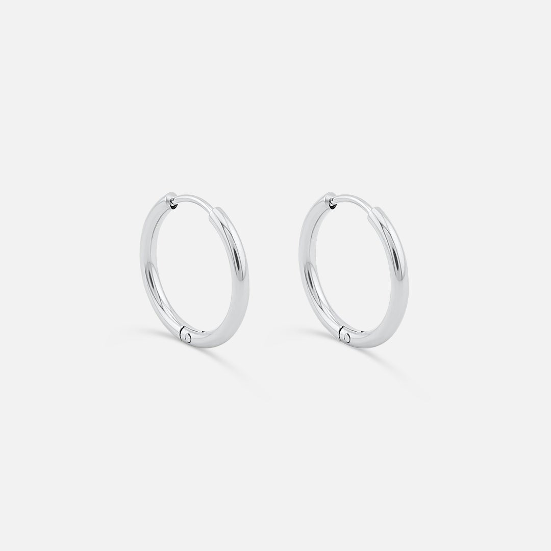 Classic Hoops Sølvfarvet 14 mm - BY CARA