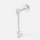 Crystal Dream Chain Push-In Labret sølvfarvet