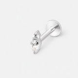 Crystal Duo Drop Labret sølvfarvet
