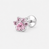 Crystal Paw Rose Labret sølvfarvet