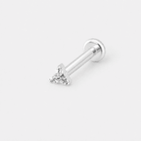Crystal Trio Push-in 2,5 mm Labret silverfärgad