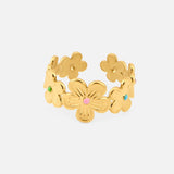 Daisy Bloom Pastel Justerbar Ring 18K Guldbelagt