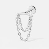 Double Chain Bar Labret sølvfarvet