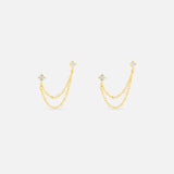 Duo Chain Studs 18K Guldbelagt