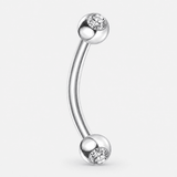 Elowen Crystal Curved Barbell stav sølvfarvet