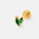 Emerald Twin Leaf Labret guldfärgad