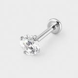 Solitaire Push-in 5 mm Labret sølvfarvet