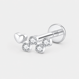 Crystal Branch Heart Labret sølvfarvet