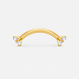Twin Gem Curved Barbell stav guldfarvet 12 mm