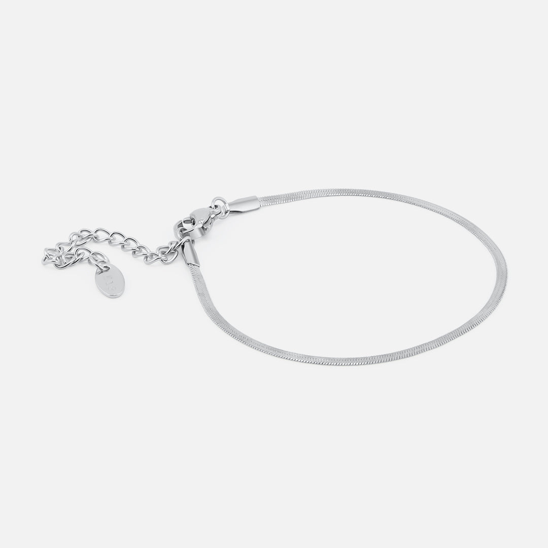 Flad Slange Armbånd Sølvfarvet 2 mm - BY CARA