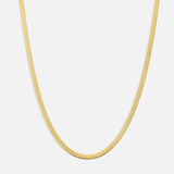 Flad Slange Halskæde 18K Guldbelagt 4 mm