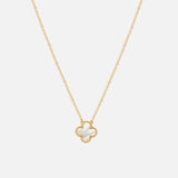 Golden Clover White Halskæde 18K Guldbelagt