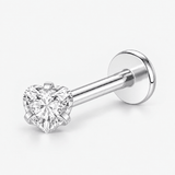 Heart Crystal Labret 3 mm silver-coloured