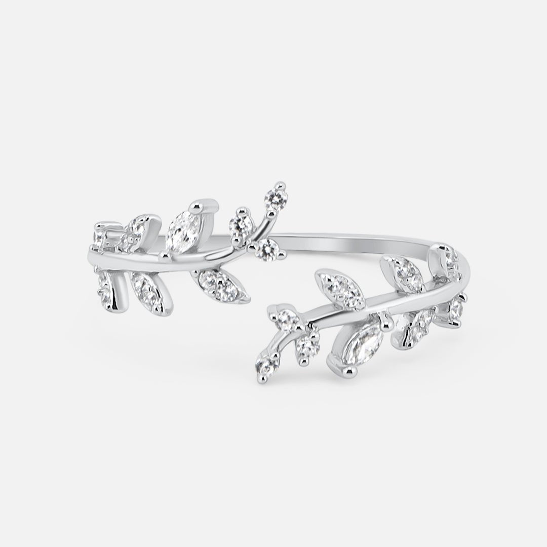Leaf Ring Sølvfarvet - BY CARA