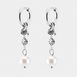 Marielle Pearl Hoops 18K Sølvfarvet