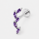 Marquise Cascade Amethyst Labret sølvfarvet