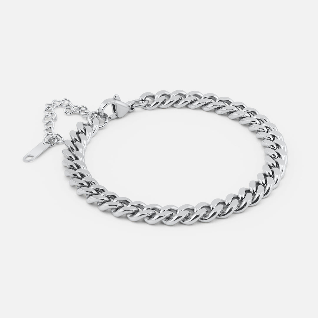 Panser Facet Armbånd Sølvfarvet 6 mm - BY CARA