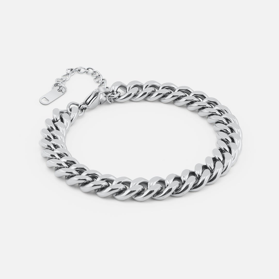 Panser Facet Armbånd Sølvfarvet 8 mm - BY CARA