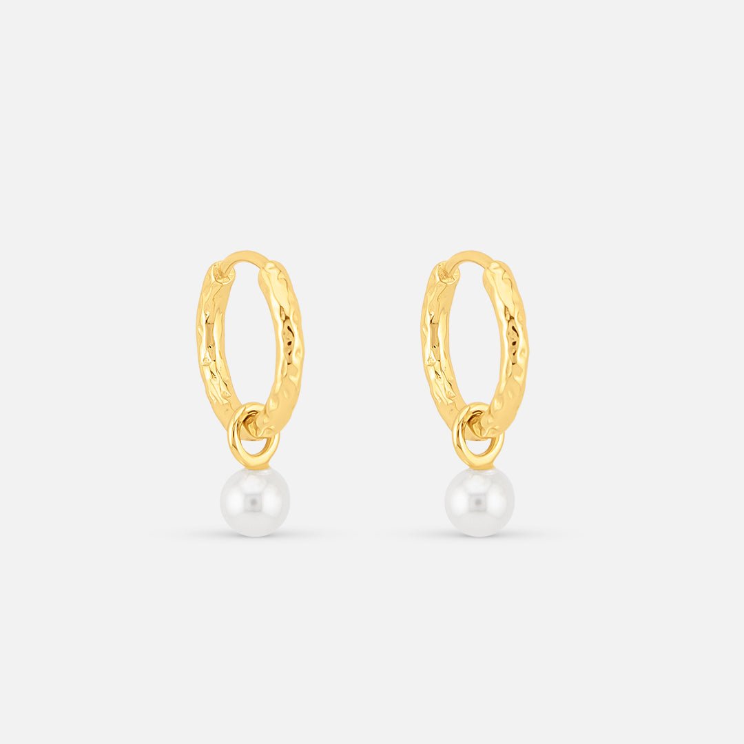 Pearl Drop Hoops 18K Guldbelagt 10 mm - BY CARA