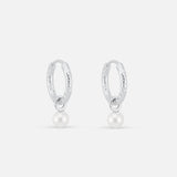 Pearl Drop Hoops 925 Sølv 10 mm