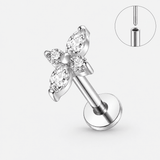 Petal Push-in Labret sølvfarvet