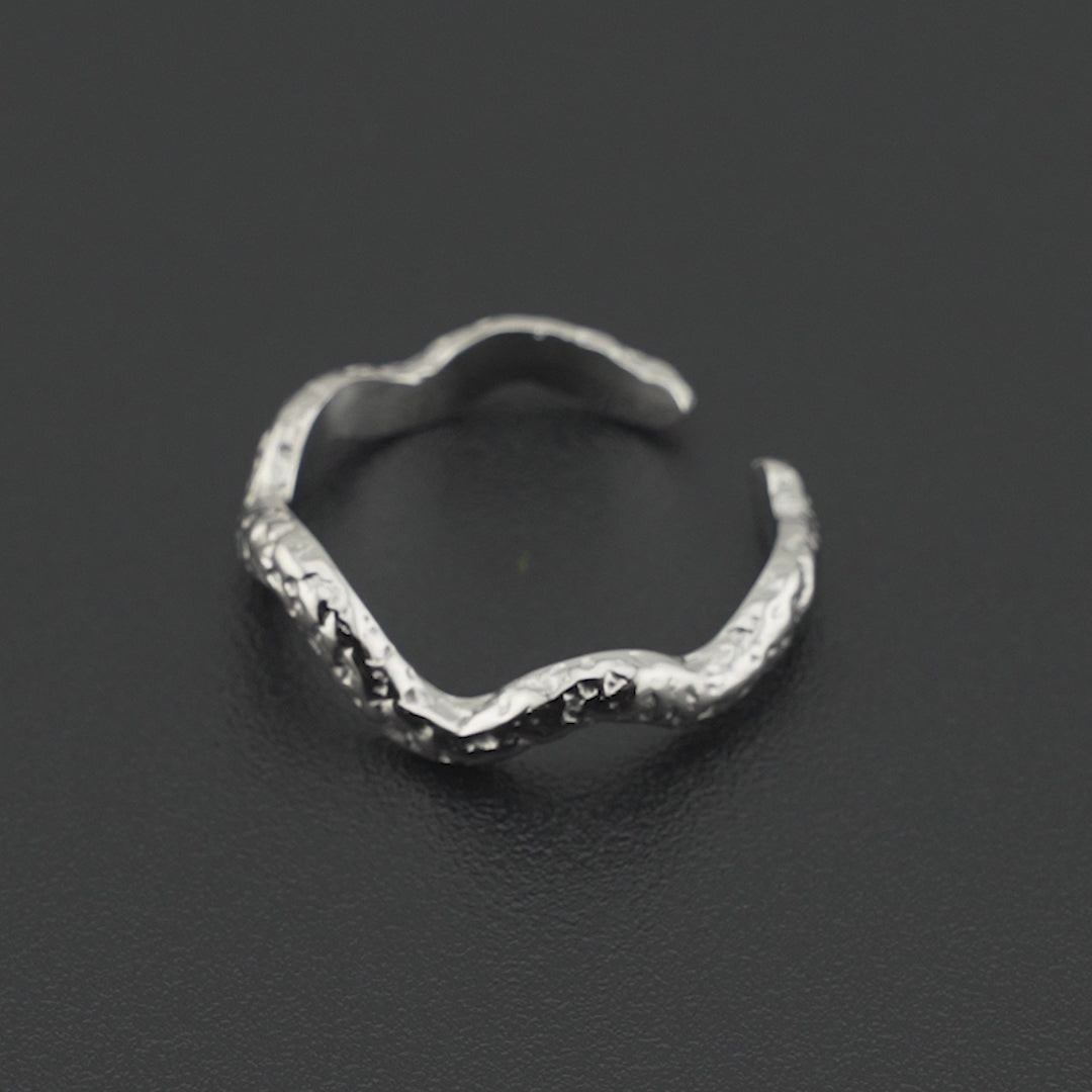 Wave Texture Ring Sølvfarvet