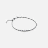 Rope Ankelkæde Sølvfarvet 3 mm