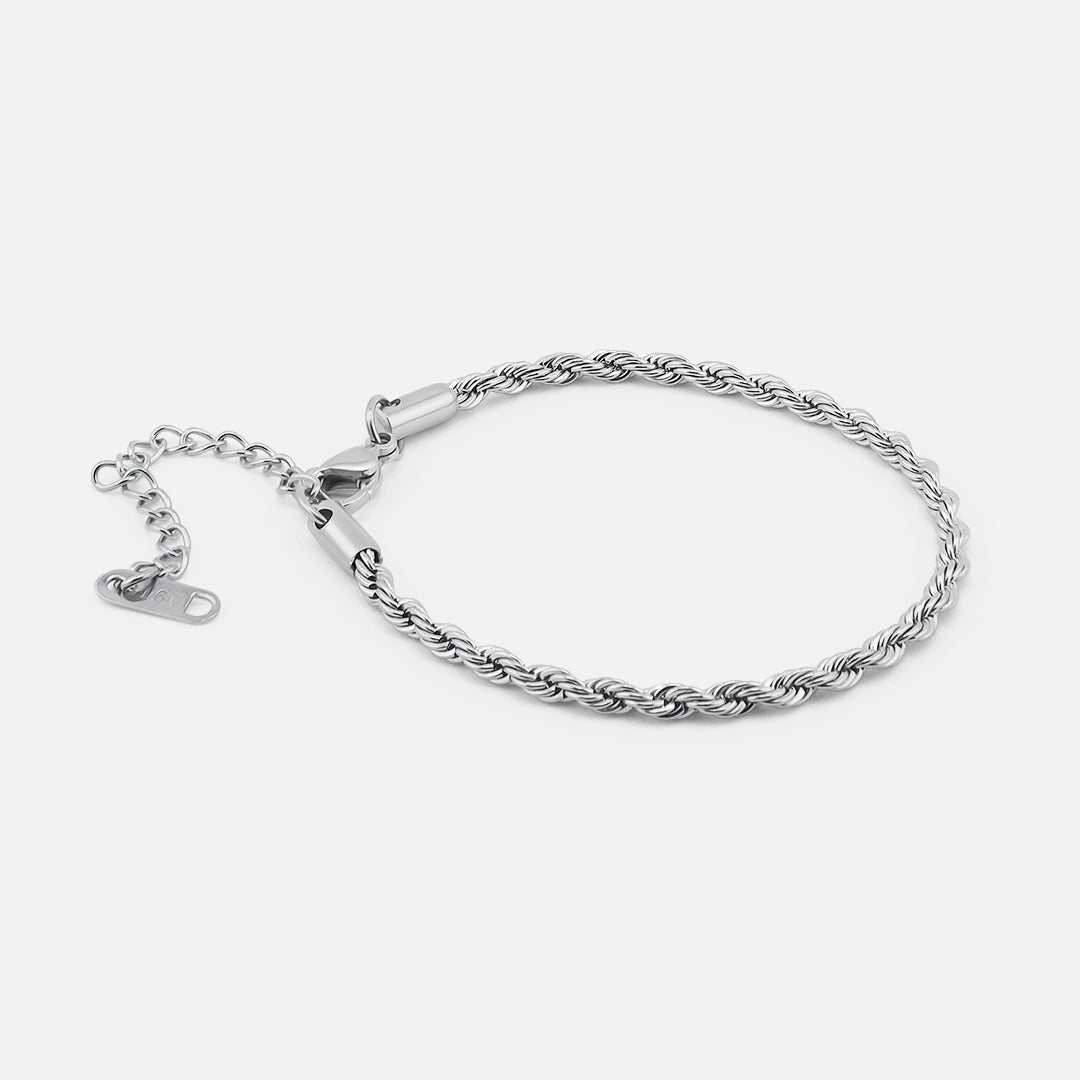 Rope Armbånd Sølvfarvet 3 mm - BY CARA