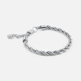 Rope armband silverfärgat 5 mm
