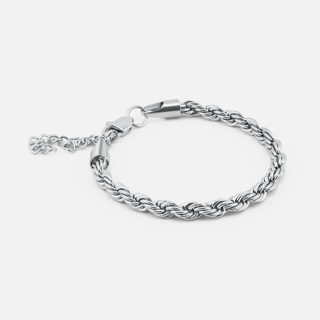 Rope Armbånd Sølvfarvet 5 mm - BY CARA