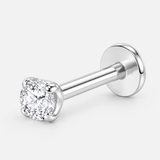 Round Crystal Labret 3 mm silver-coloured