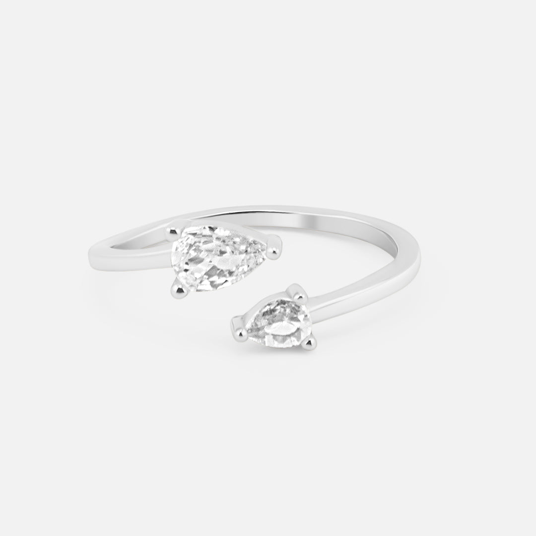 Teardrop Ring Sølvfarvet - BY CARA