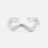 Wave Texture Ring Sølvfarvet