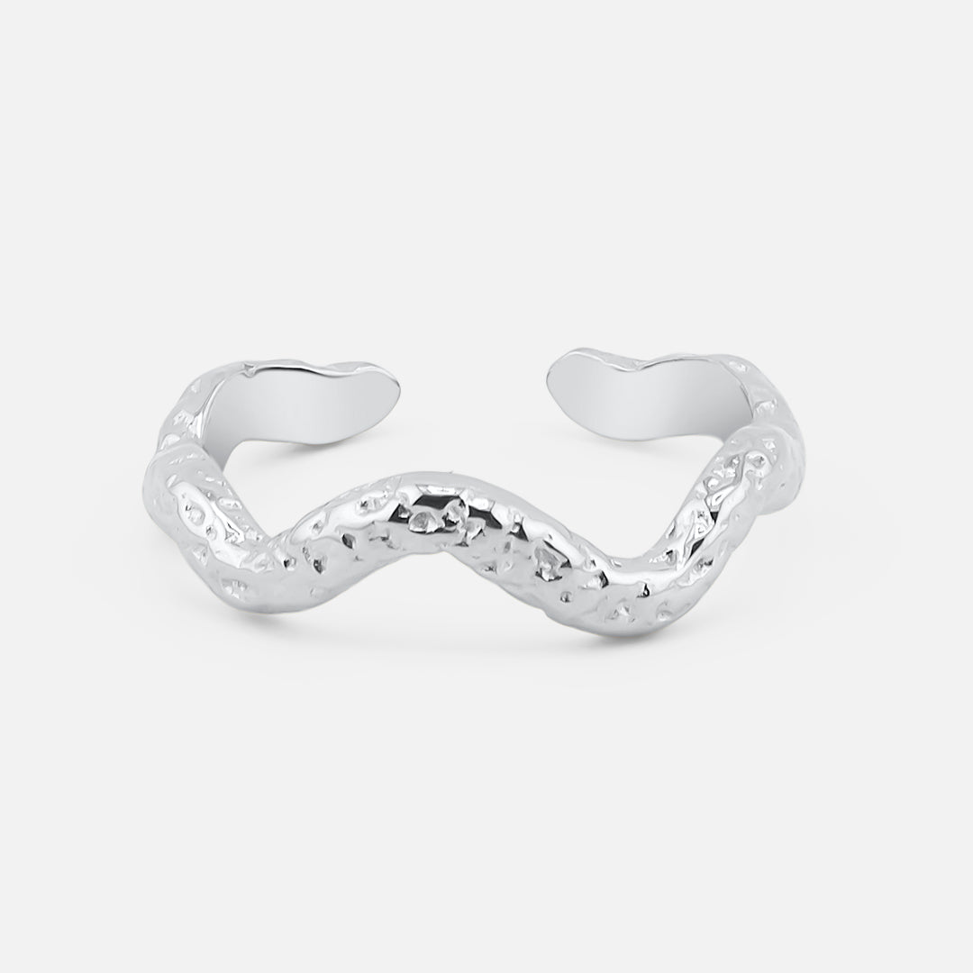 Wave Texture Ring Sølvfarvet - BY CARA