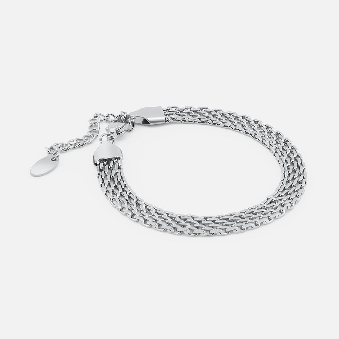 Wide Mesh Armbånd Sølvfarvet 6 mm - BY CARA