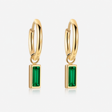 Crystal Drop Hoops Emerald 18K Guldbelagt 10 mm