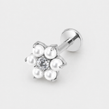 Pearl Blossom Labret sølvfarvet