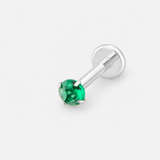 Emerald Prong Labret 3 mm sølvfarvet